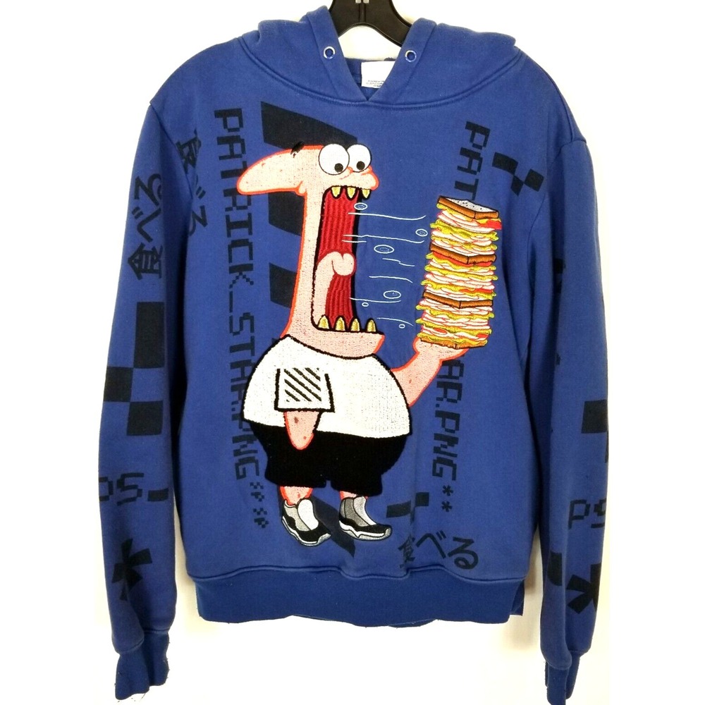 SpongeBob Square Pants Patrick Star Hoodie ‎ Sweatshirt Sz M Blue Graphic Y2K